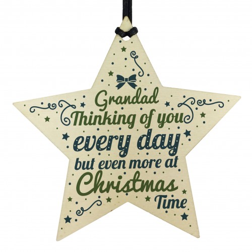 In Memory Hanging Wooden Star Christmas Tree Decoration Grandad