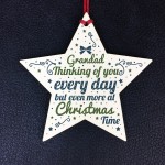 In Memory Hanging Wooden Star Christmas Tree Decoration Grandad