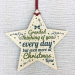 In Memory Hanging Wooden Star Christmas Tree Decoration Grandad