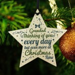 In Memory Hanging Wooden Star Christmas Tree Decoration Grandad