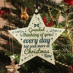 In Memory Hanging Wooden Star Christmas Tree Decoration Grandad