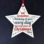 In Memory Wooden Star Tree Decoration Grandma Memorial Bauble