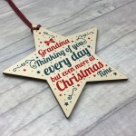 In Memory Wooden Star Tree Decoration Grandma Memorial Bauble