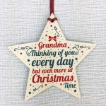 In Memory Wooden Star Tree Decoration Grandma Memorial Bauble