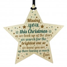 Missing You This Christmas Wooden Star Tree Memorial Decoration