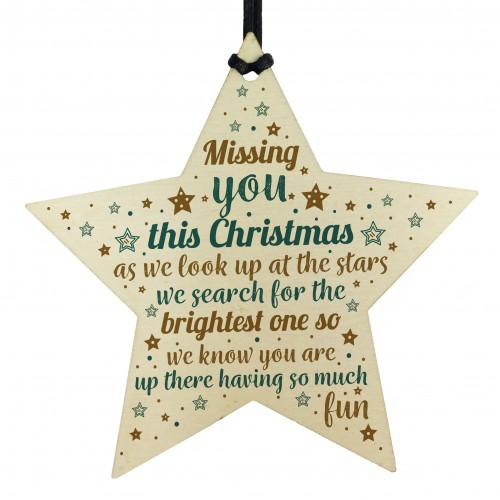 Missing You This Christmas Wooden Star Tree Memorial Decoration