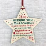 Nan Memorial Wooden Star Christmas Tree Decoration Bauble Gift