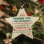 Nan Memorial Wooden Star Christmas Tree Decoration Bauble Gift