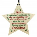 Wood Memory Star Christmas Tree Decoration Bauble Nan Memorial