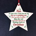 Wood Memory Star Christmas Tree Decoration Bauble Nan Memorial