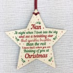 Wood Memory Star Christmas Tree Decoration Bauble Nan Memorial