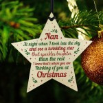 Wood Memory Star Christmas Tree Decoration Bauble Nan Memorial