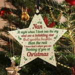 Wood Memory Star Christmas Tree Decoration Bauble Nan Memorial