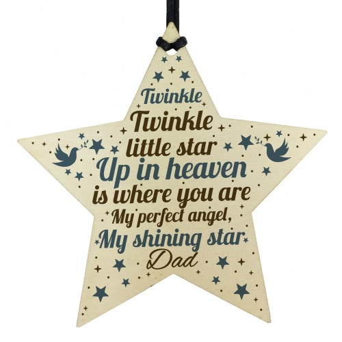 Wooden In Memory Star Christmas Tree Decoration Dad Memorial