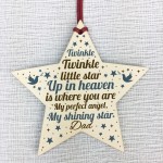 Wooden In Memory Star Christmas Tree Decoration Dad Memorial