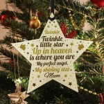 Wooden In Memory Star Christmas Tree Decoration Mum Memorial