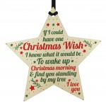 Christmas Wish Mum Dad Grandad Wood Star Memorial Tree Gift