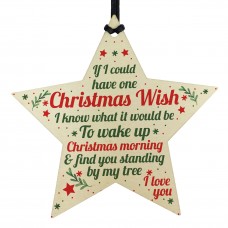 Christmas Wish Mum Dad Grandad Wood Star Memorial Tree Gift