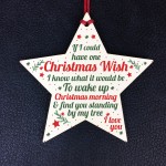 Christmas Wish Mum Dad Grandad Wood Star Memorial Tree Gift