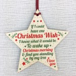 Christmas Wish Mum Dad Grandad Wood Star Memorial Tree Gift