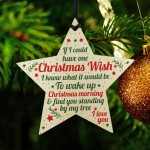 Christmas Wish Mum Dad Grandad Wood Star Memorial Tree Gift