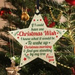 Christmas Wish Mum Dad Grandad Wood Star Memorial Tree Gift