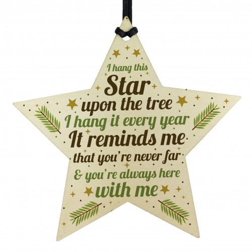Mum Dad Nan Grandad Christmas Memorial Wood Star Tree Gift