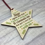 Mum Dad Nan Grandad Christmas Memorial Wood Star Tree Gift