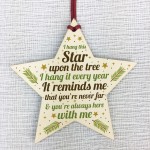 Mum Dad Nan Grandad Christmas Memorial Wood Star Tree Gift