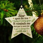 Mum Dad Nan Grandad Christmas Memorial Wood Star Tree Gift