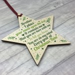 In Memory Brother Memorial Gift Wood Star Christmas Tree Bauble