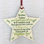 In Memory Brother Memorial Gift Wood Star Christmas Tree Bauble