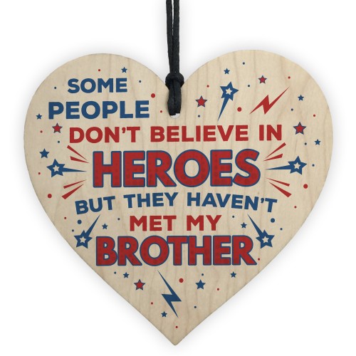 HERO BROTHER Gift For Birthday Christmas Wooden Heart Plaque