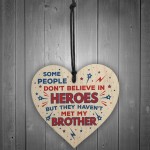HERO BROTHER Gift For Birthday Christmas Wooden Heart Plaque