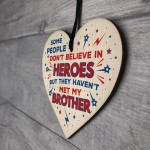 HERO BROTHER Gift For Birthday Christmas Wooden Heart Plaque