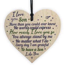 Mum Dad Christmas Birthday Gifts For Son Wood Hanging Heart Gift