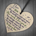 Mum Dad Christmas Birthday Gifts For Son Wood Hanging Heart Gift