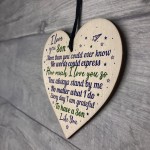 Mum Dad Christmas Birthday Gifts For Son Wood Hanging Heart Gift