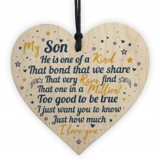 Hanging Wood Heart Son Christmas Birthday Engagment Card Gifts