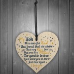 Hanging Wood Heart Son Christmas Birthday Engagment Card Gifts
