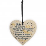 Hanging Wood Heart Son Christmas Birthday Engagment Card Gifts