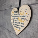 Hanging Wood Heart Son Christmas Birthday Engagment Card Gifts