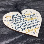 Hanging Wood Heart Son Christmas Birthday Engagment Card Gifts