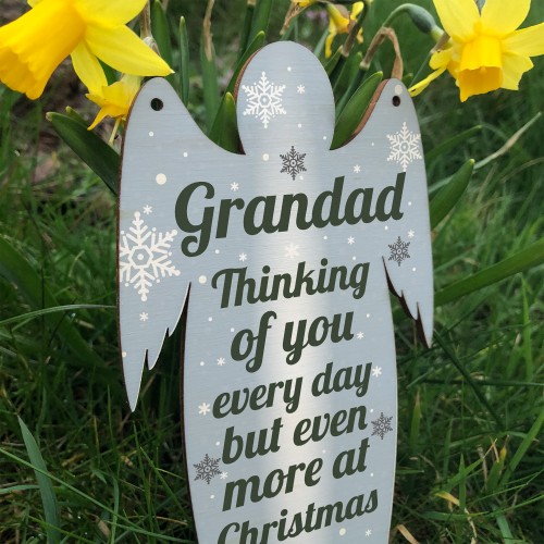 Grandad Memorial Wooden Angel In Memory Plaque Rememberance 