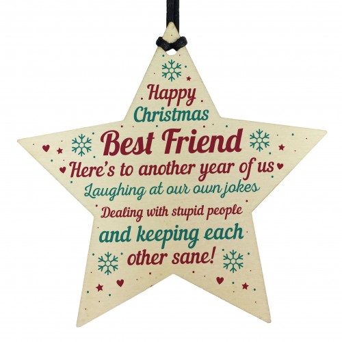 Christmas Best Friend Gift Wood Bauble Tree Decoration Keepsake