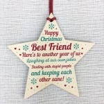 Christmas Best Friend Gift Wood Bauble Tree Decoration Keepsake