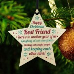 Christmas Best Friend Gift Wood Bauble Tree Decoration Keepsake