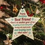 Christmas Best Friend Gift Wood Bauble Tree Decoration Keepsake