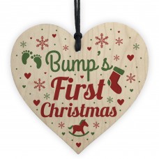 Bumps First Christmas Heart Decoration Wooden Christmas Bauble
