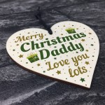 Christmas Gifts For Dad Father Wood Heart Christmas Tree Baubles